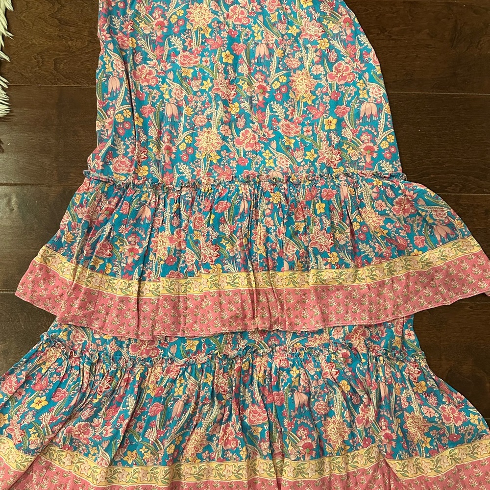 Anthropologie Tracy Reese Vibrant Floral Maxi Skirt in Pink and Blue